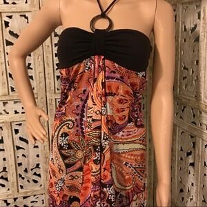 Miss Bison Paisley Strapless‎ Maxi Dress Halter Neck Boho Festival Y2K